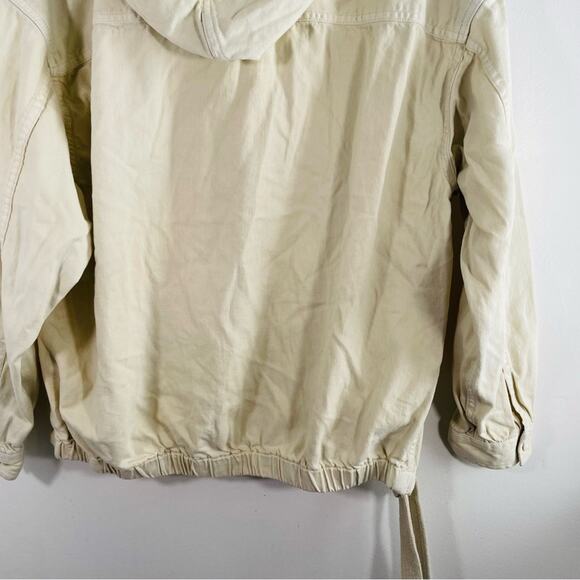 American Eagle Utility Hoodie Cream Tan Military Oversized Canvas Small - Picture 11 of 11